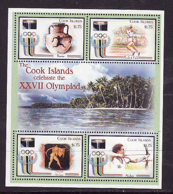 Cook Islands-Sc#1237-unused NH sheet-Sports-Sydney Olympics-Archery-2000-