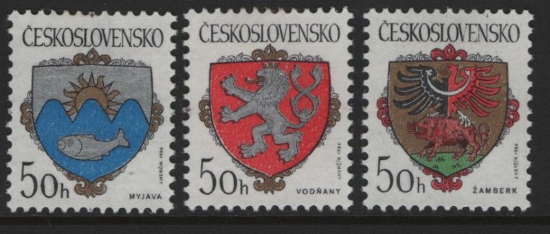 CZECHOSLOVAKIA, 2595-2597, (3)SET, HINGED, 1986, CITY OF ARMS TYPE