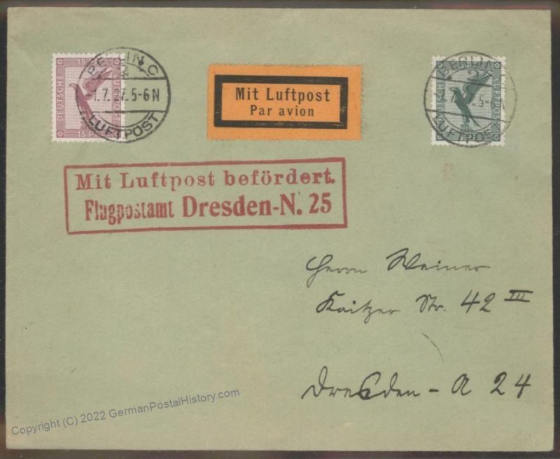 Germany 1927 Cover USED Berlin Dresden 110154