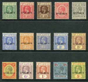 ST LUCIA SG91s/105s 1921-30 Script wmk set of 15 opt SPECIMEN