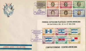 guatemala 1938 central america multi stamp & sheet airmail cover ref r11763