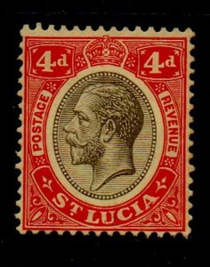 St Lucia Sc 73 1913 4d scarlet & black George V stamp mint mint