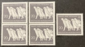 Germany 1965 #930, German Expatriation, Wholesale Lot of 5, MNH, CV $1.25