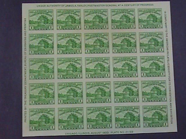 U.S.# 730--MINT/NEVER HINGED--SOUVENIR SHEET OF 25 - APS ISSUE---1933