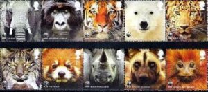 Great Britain 2011 WWF Rare mammals of the world set of 10 stamps MNH