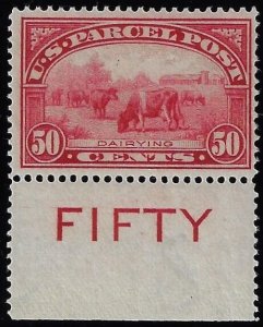 Scott #Q10 - $750.00 – VF-OG-NH – Showpiece single with imprint “FIFTY”