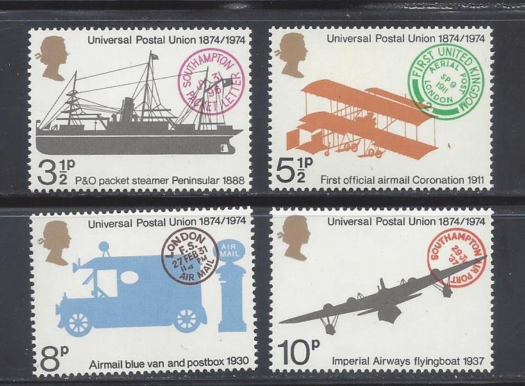 Great Britain MNH 720-3 Centenary Universal Postal Union 1874-1974