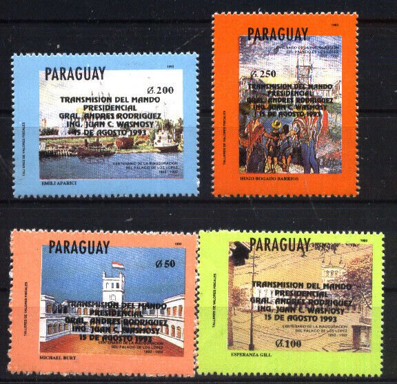 PARAGUAY 1993 PRESIDENCIAL TRANSMISION OVERPRINT Mi 4633-6 YV 2625-28 MNH