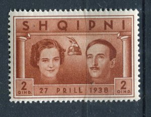 ALBANIA; 1938 early Royal Wedding issue Mint hinged 2q. value