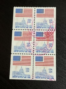 US SC# 1623 Flag over Capital Block of Six Used