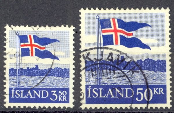 Iceland Sc# 313-314 Used 1958 Flag 40th