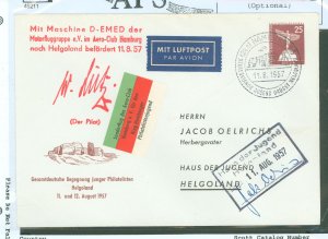 Germany  Special flight airmail postal cover from Hamburg to Helgoland