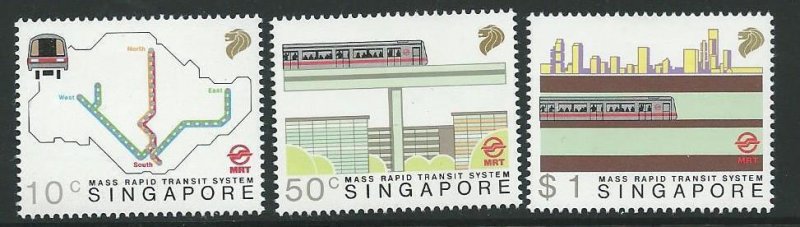 SINGAPORE SG572/4 1988 MASS RAPID TRANSIT SYSTEM    MNH