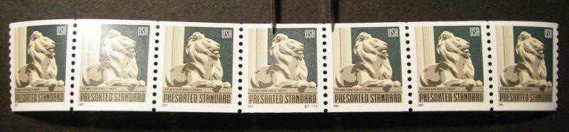 Scott 3769, 10c NYC Library Lion, PNC7 #S11111, MNH Coil Beauty