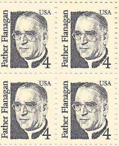 1986 Father Flanagan Block of 4 4c Postage Stamps, Sc#2171, MNH, OG