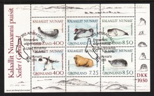 Greenland 238a Seals Souvenir Sheet CTO NH VF