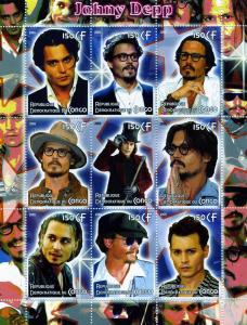 Congo 2005 JOHNY DEPP American Actor Sheet (9) Perforated Mint (NH)