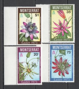 B1096 Montserrat Art Easter 1973 Flowers Orchids Back Side Text #287-90 1Set Mnh