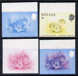 Belize 1984-88 Butterflyfish 1c def imperf progressive ma...