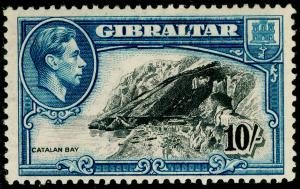 GIBRALTAR SG130a, 10s black & blue PERF 13, UNMOUNTED MINT. Cat £42.