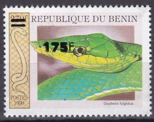 BENIN 2005 1391 175F €40 SNAKES SNAKE SNAKES REPTILES OVERPRINT OVERLOAD MNH-