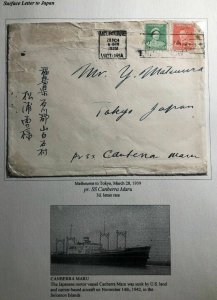 1939 Melbourne Australia Cover To Tokyo Japan Via SS Canberra Maru