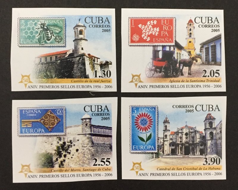 Cuba 2005 #4540-3 Imperforate, Europa 50th Anniversary, MNH.