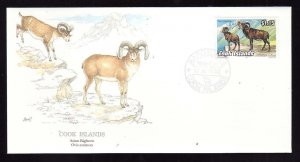 Flora & Fauna of the World #137b-stamp on FDC-Animals-Asian Bighorn-Cook Is.-sin