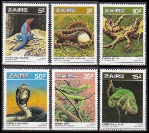 1987 Zaire 939-944 Reptiles 6,00 €