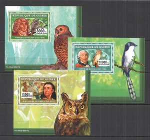 A0648 2006 Guinea Birds Great Ornitologists Audubon 3 Lux Bl Mnh