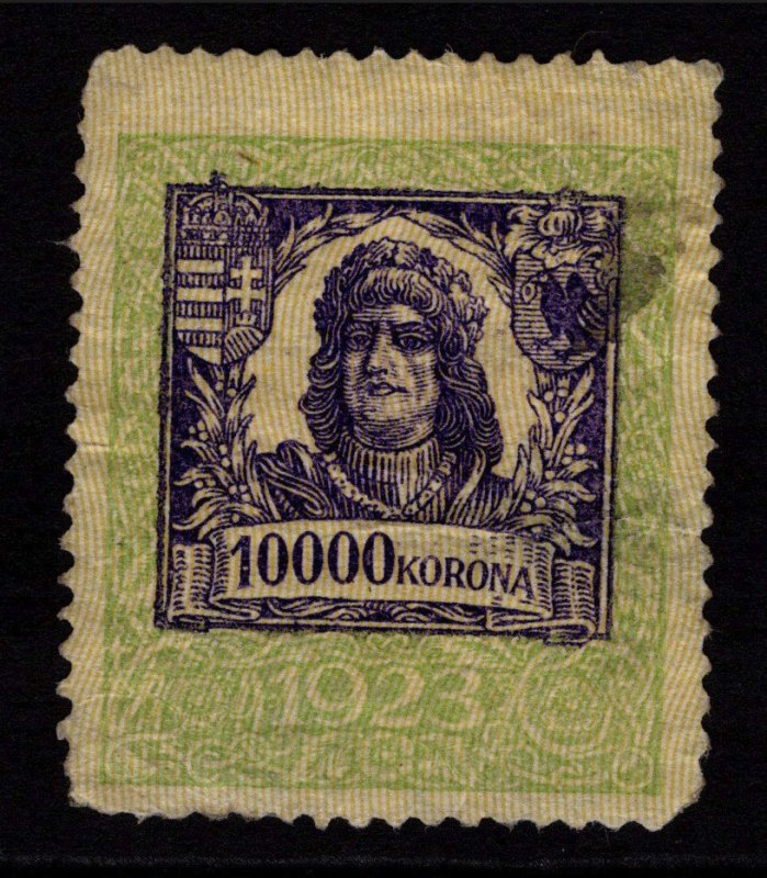 Hungary 1923 10,000K Revenue Used / Shallow Thin - S32762