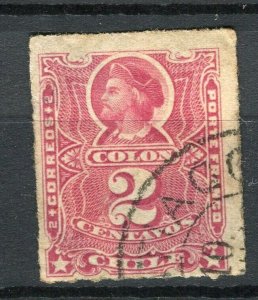 CHILE; 1877-78 classic Columbus rouletted issue used shade of 2c. value