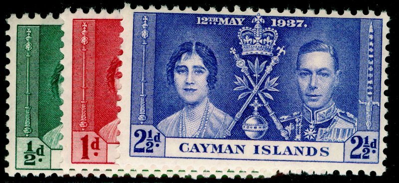 CAYMAN ISLANDS SG112-114, COMPLETE SET, NH MINT. CORONATION.