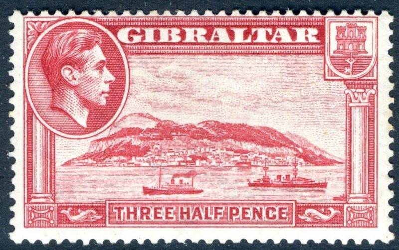 GIBRALTAR-1938-51 1½d Carmine Perf 13½.  A mounted mint example Sg 123a