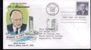 1960 Cincinnati Ohio American Senator Robert A Taft Fluegel First Day Cover