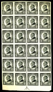 U.S. #610 MINT ARROW BLOCK OF 24 OG HR CREASES