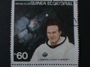 ​GUINEA EQUARTORIAL-1978-SPACE HEROES CTO PAIR FANCY CANCEL- VF-LAST ONE