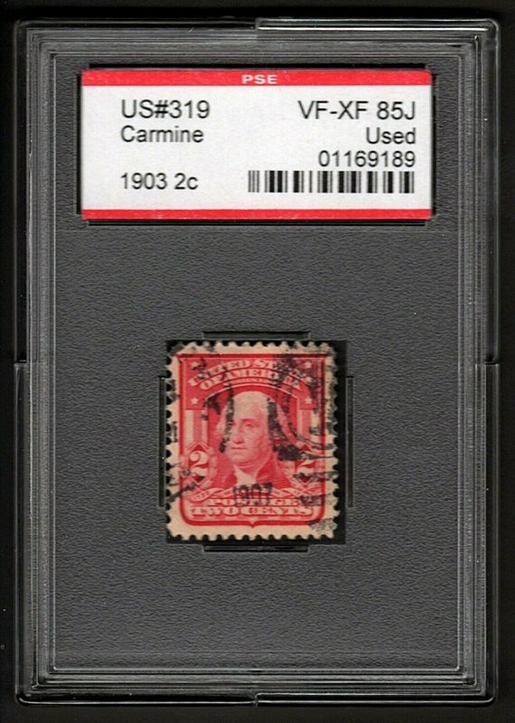 U.S. #319 Used Jumbo PSE Graded VF-XF 85J