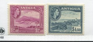 Antigua QEII 1954 $2.40 and $4.80 mint o.g. hinged