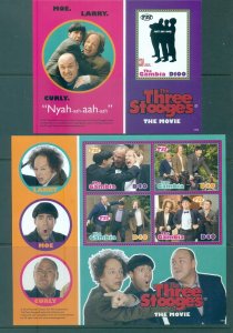Gambia - Sc# 3442-3. 2012 New 3 Stooges Movie. MNH 2 Souv. Sheets. $17.00.