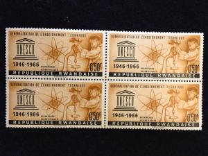 Rwanda – 1966 – 3X Blocks of 4 Stamps – SC#’s 186 - 188 - MNH