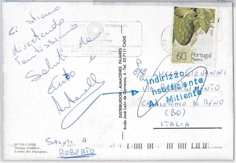 PORTUGAL -  POSTAL HISTORY -  POSTCARD to ITALY -  FRUIT