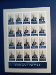 US# 5392, Commissioning of the USS Missouri, Sheet of 20 @ .55c, Unused (2018)