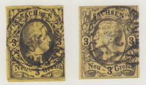 Thurn & Taxis Sc 8, 12 used 1851 + 1855 3ng King John I Facing left & right