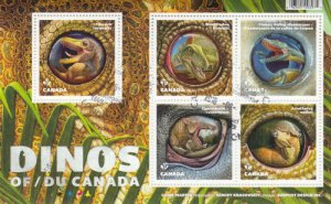 Canada 2016 Dinosaurs Souvenir Sheet, #2923 Used