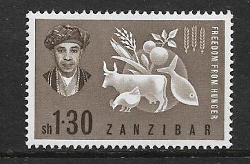 ZANZIBAR  280 MINT HINGED,  FREEDOM FROM HUNGER 1963