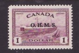 Canada-Sc#O10- id8-Unused og NH $1.00 Train Ferry-Ships-OHMS-1949-50-