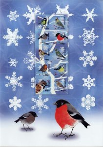 Sweden 2829 MNH self-adhesive booklet on collector's sheet, winter birds...