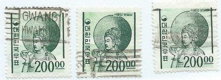 Korea #373 3 copies (U) CV $9.00