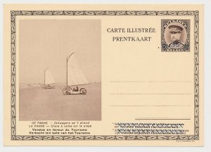 Postal stationery Belgium 1937 Sailing car - De Panne